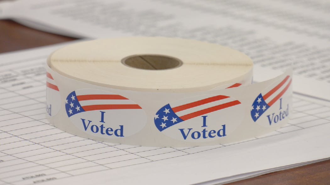 A roll of I Voted stickers on Election Day