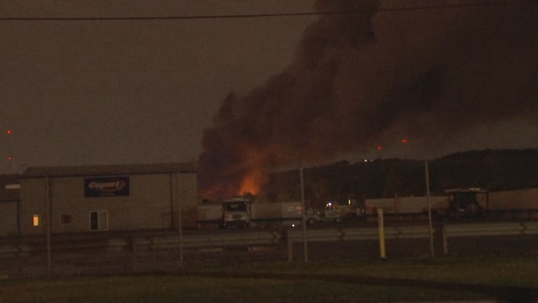 Firefighters Battling Flames At Industrial Area In Tulsa