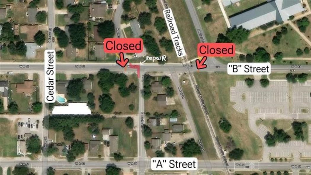 West B Street in Jenks closed for weekend repairs