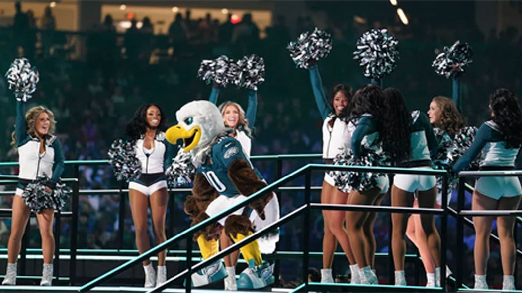 Eagles mascot cheerleaders Super Bowl LIX 2025