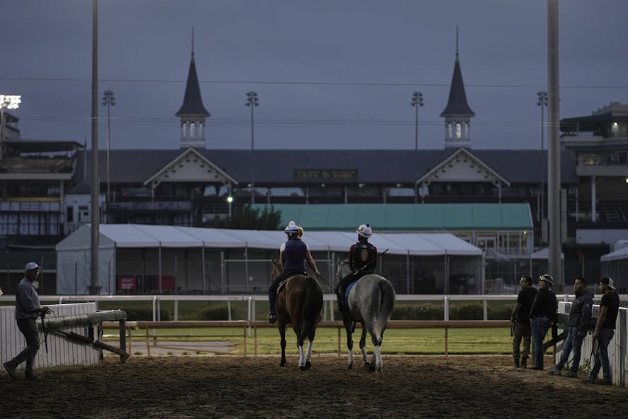 orses head to the track for a workout at Churchill Downs 