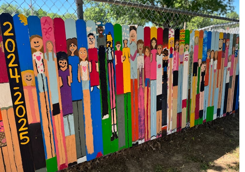 Self-portraits painted by Leisure Park Elementary students
