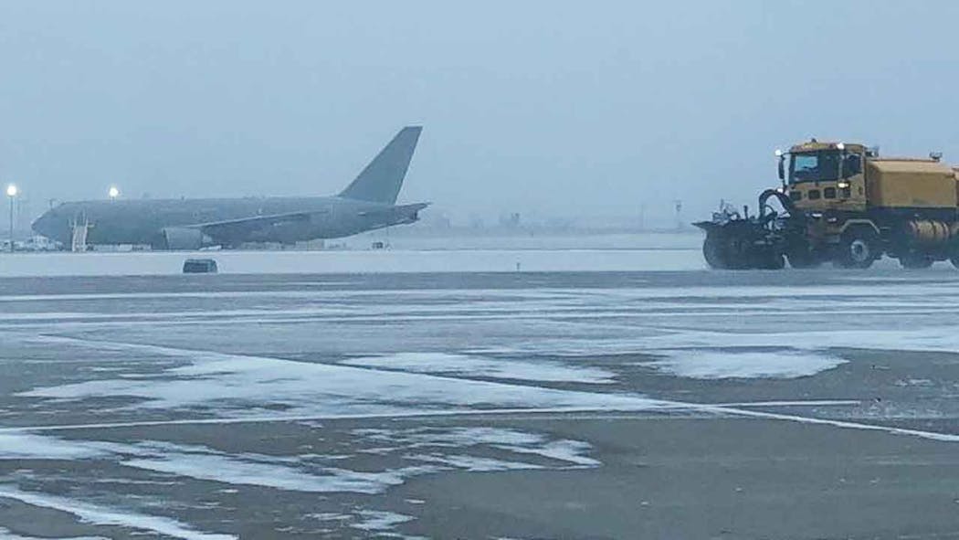 Snow At Will Rogers Airport Courtesy WRWA