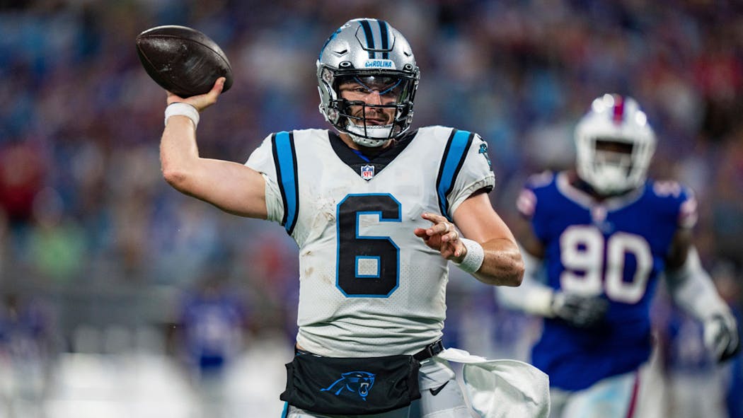 Baker Mayfield In A Carolina Panthers Jersey Aug. 30, 2022