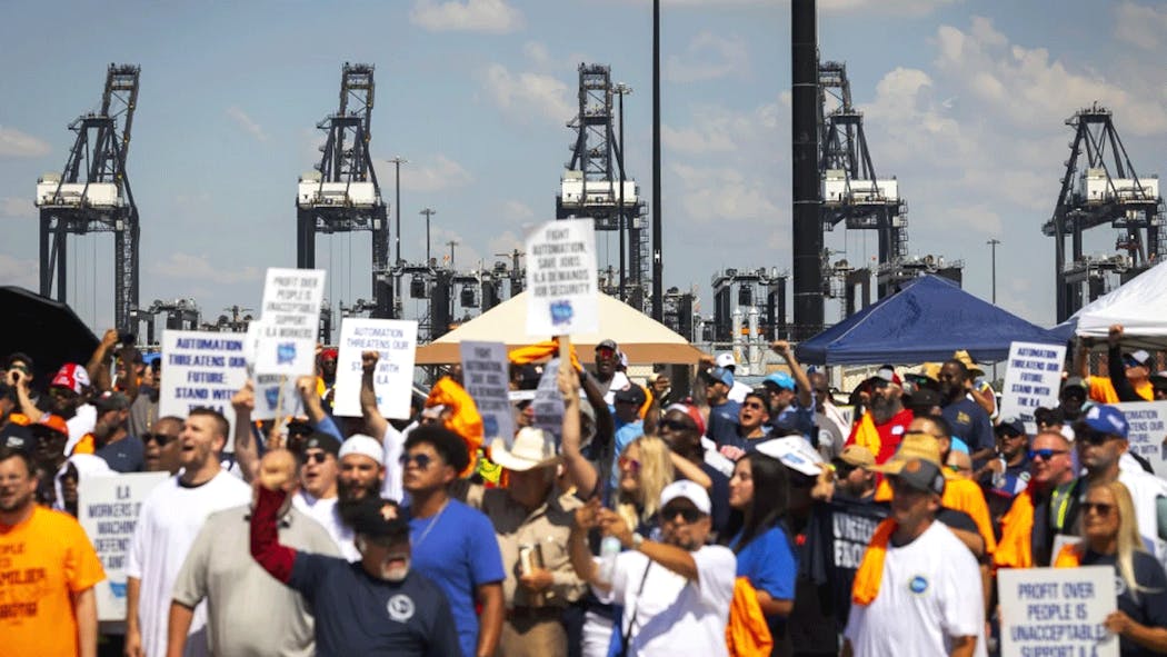 International Longshoremen's Association members on strike.