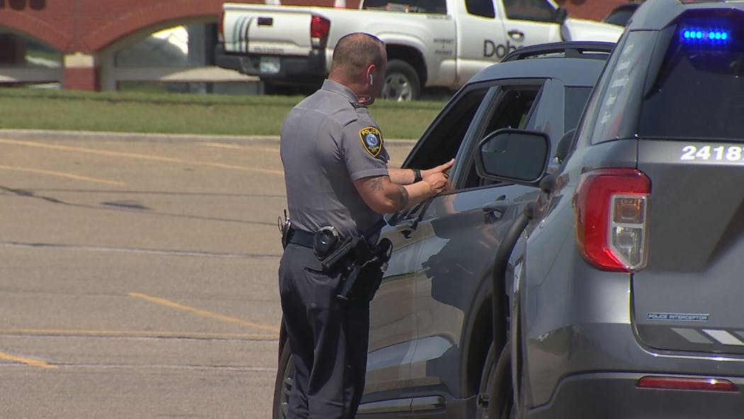 Officer makes traffic stop in northwest Oklahoma City. 