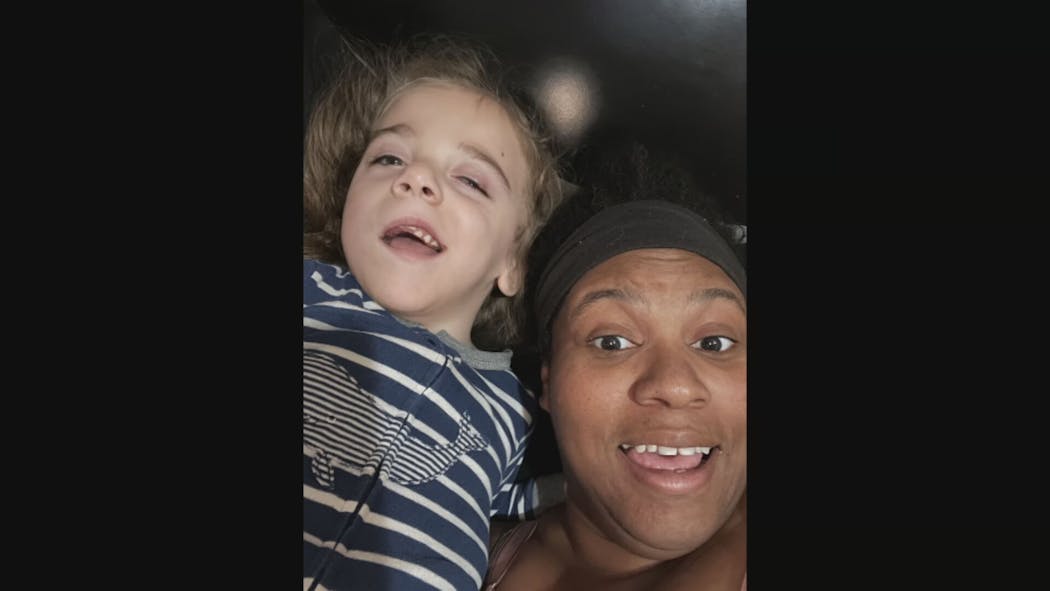 Tasha Bray with 6-year-old son Jaxxen Bray. 