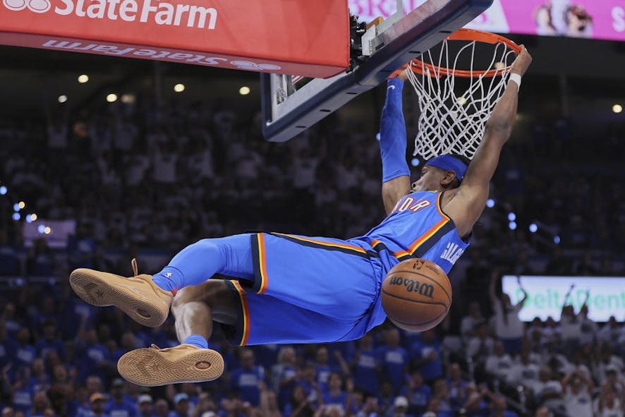 SGA dunking Thunder v Timberwolves Western Finals Game 5