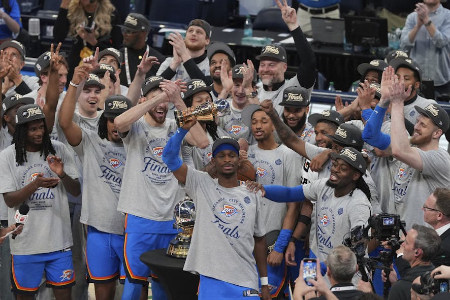 Thunder western conference trophy ceremony 2025