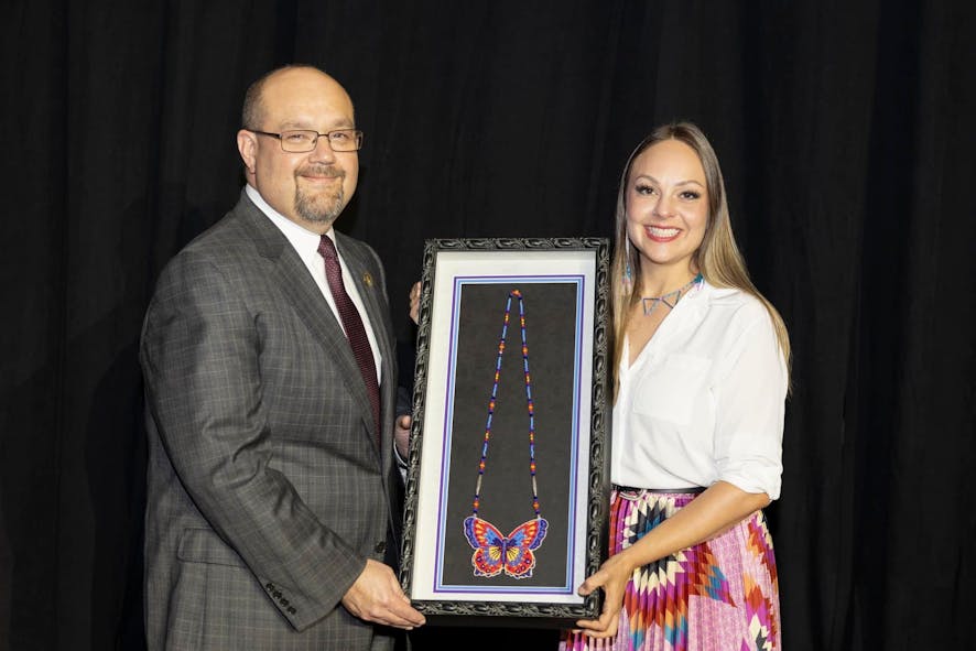 Whitney Anderson receives Chickasaw Nation award.